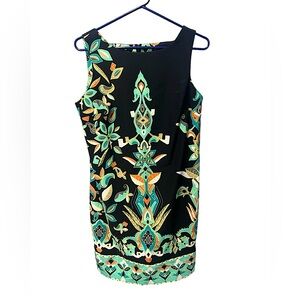 Kim Rogers Black and Floral Printed Sleeveless Dress Womens Size 12